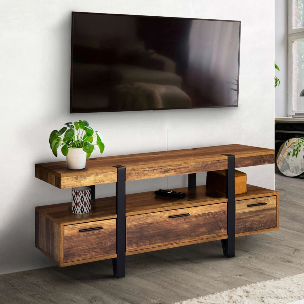 IDMarket - AUSTRIA Porta TV con gambe a spillo in legno da 113 cm con cassetti