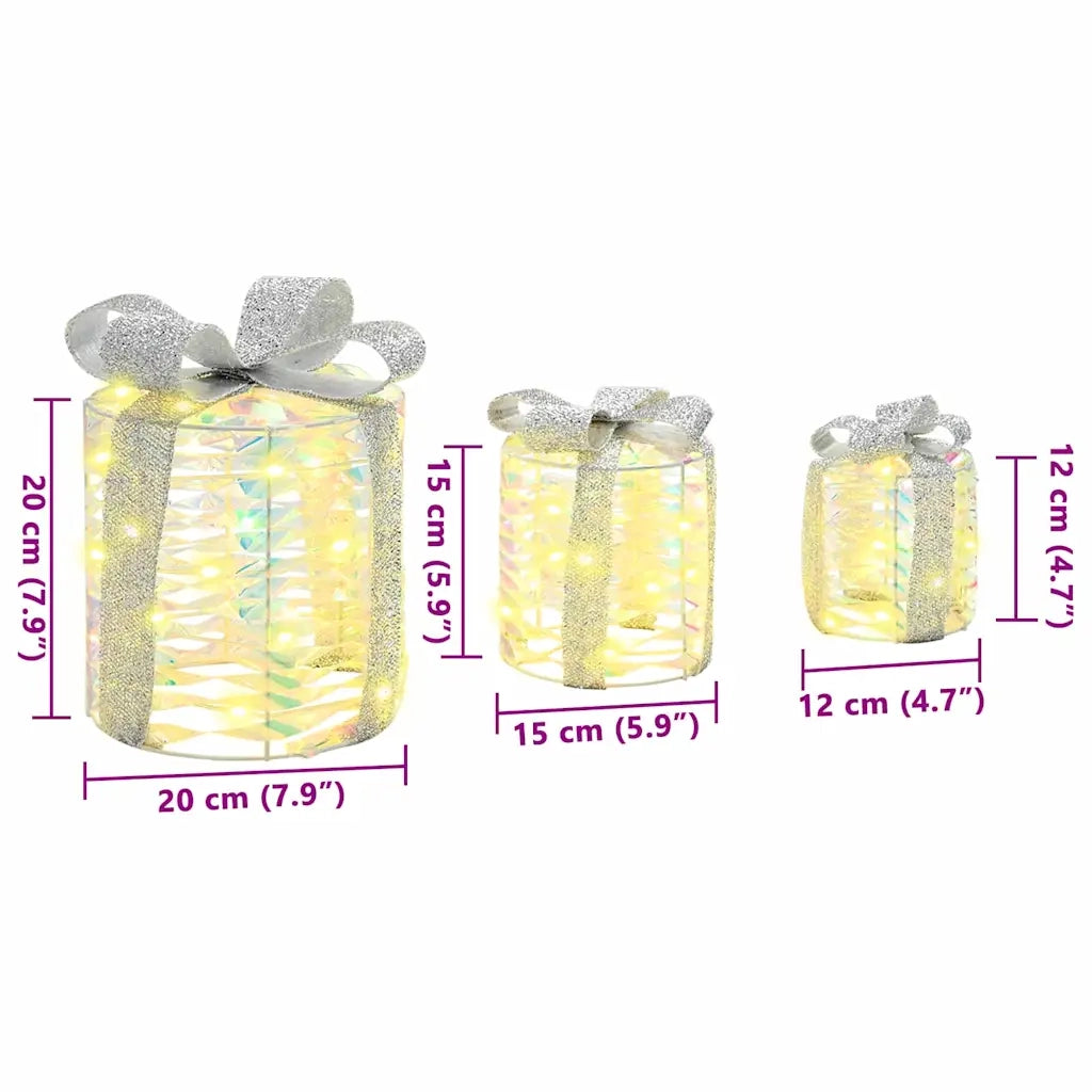 Decorazione Scatola Regalo con 60 LED 3 pcs 20 x 20 x 20 cm PET 42019088