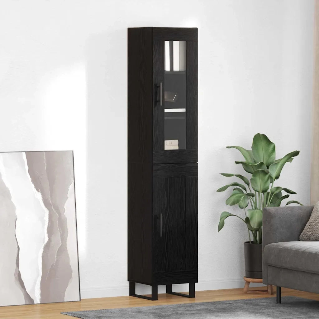 Credenza-Buffet-Armadio da cucina Rovere Nero 69,5 x 34 x 180 cm Legno multistrato 757886