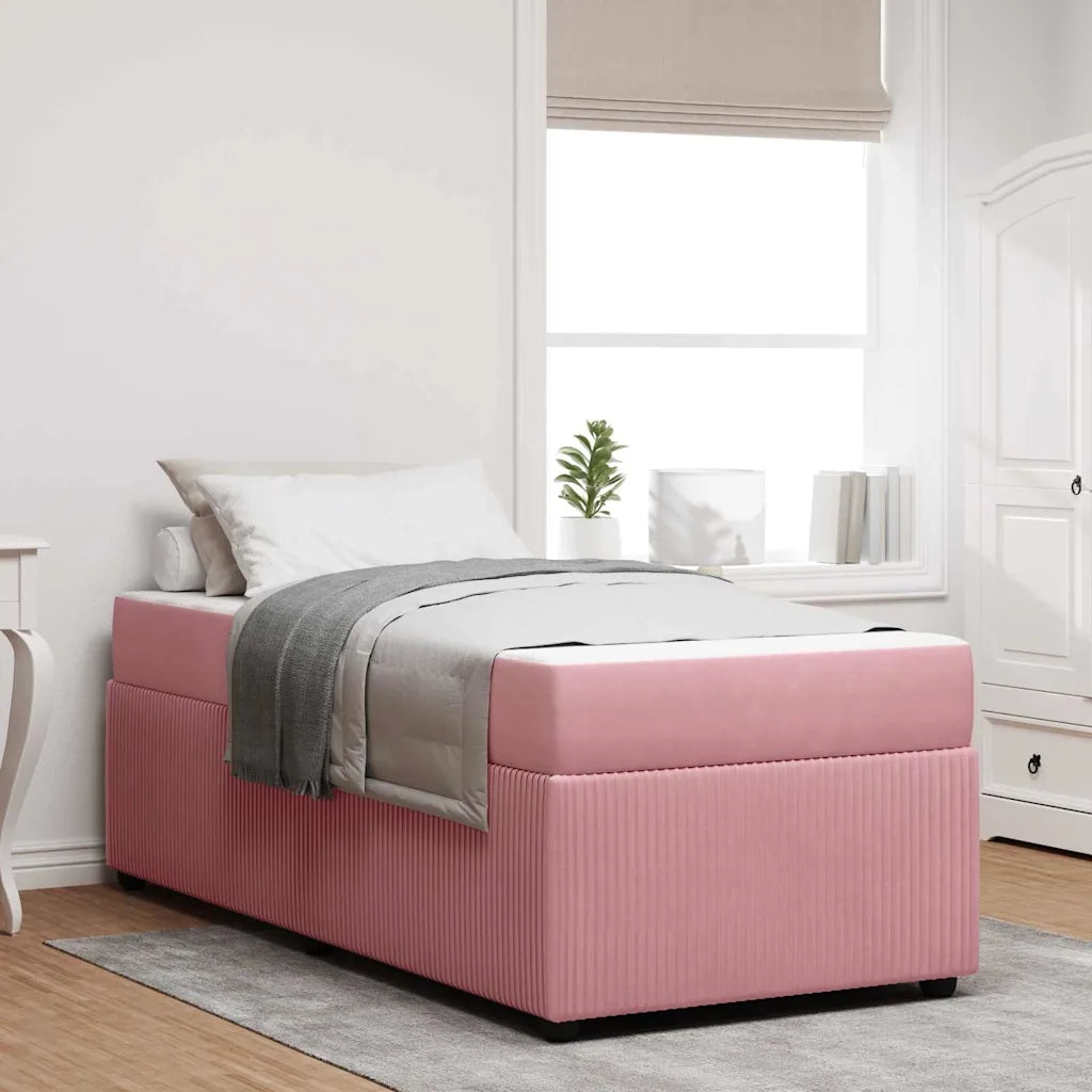 Struttura del letto con materasso Rosa 90 x 190 cm Tessuto