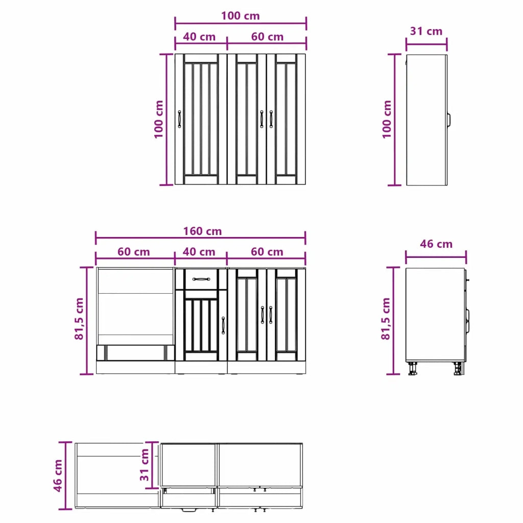 Unità Cucina LUCCA 5 pcs Bianco 3438265
