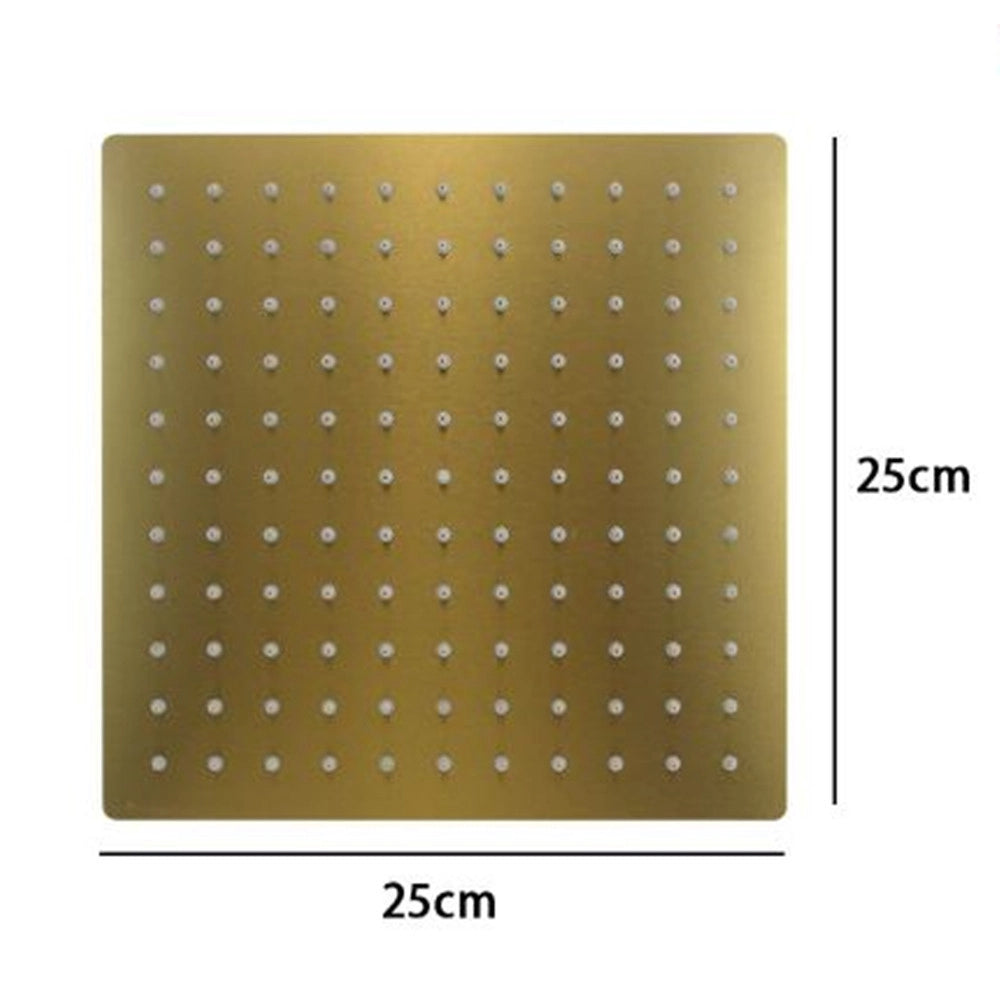 Trade Shop - Soffione Doccia Ultra Slim Quadrato 25x25cm Oro Satinato Attacco Universale ½ Bagno 87882 -