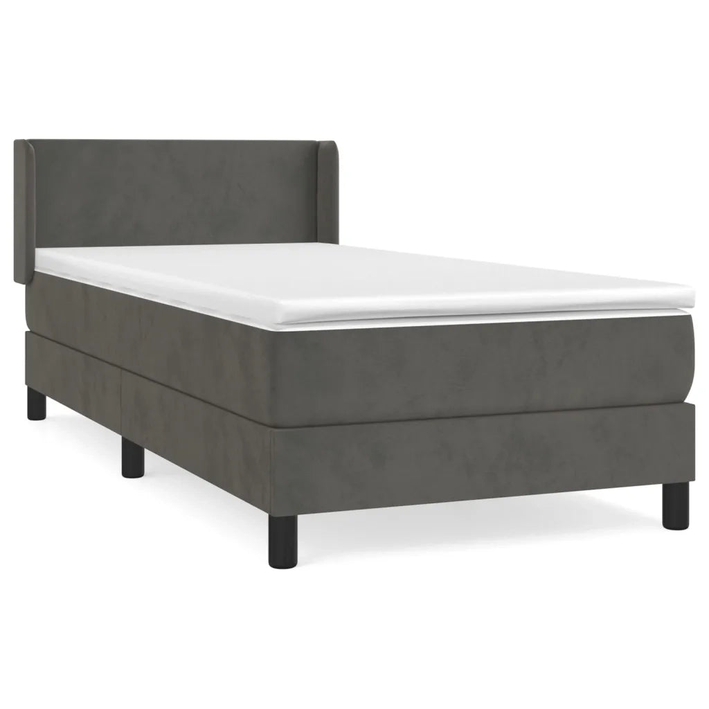Giroletto a Molle con Materasso-Struttura Letto Grigio Scuro 90x190 cm Velluto 520536