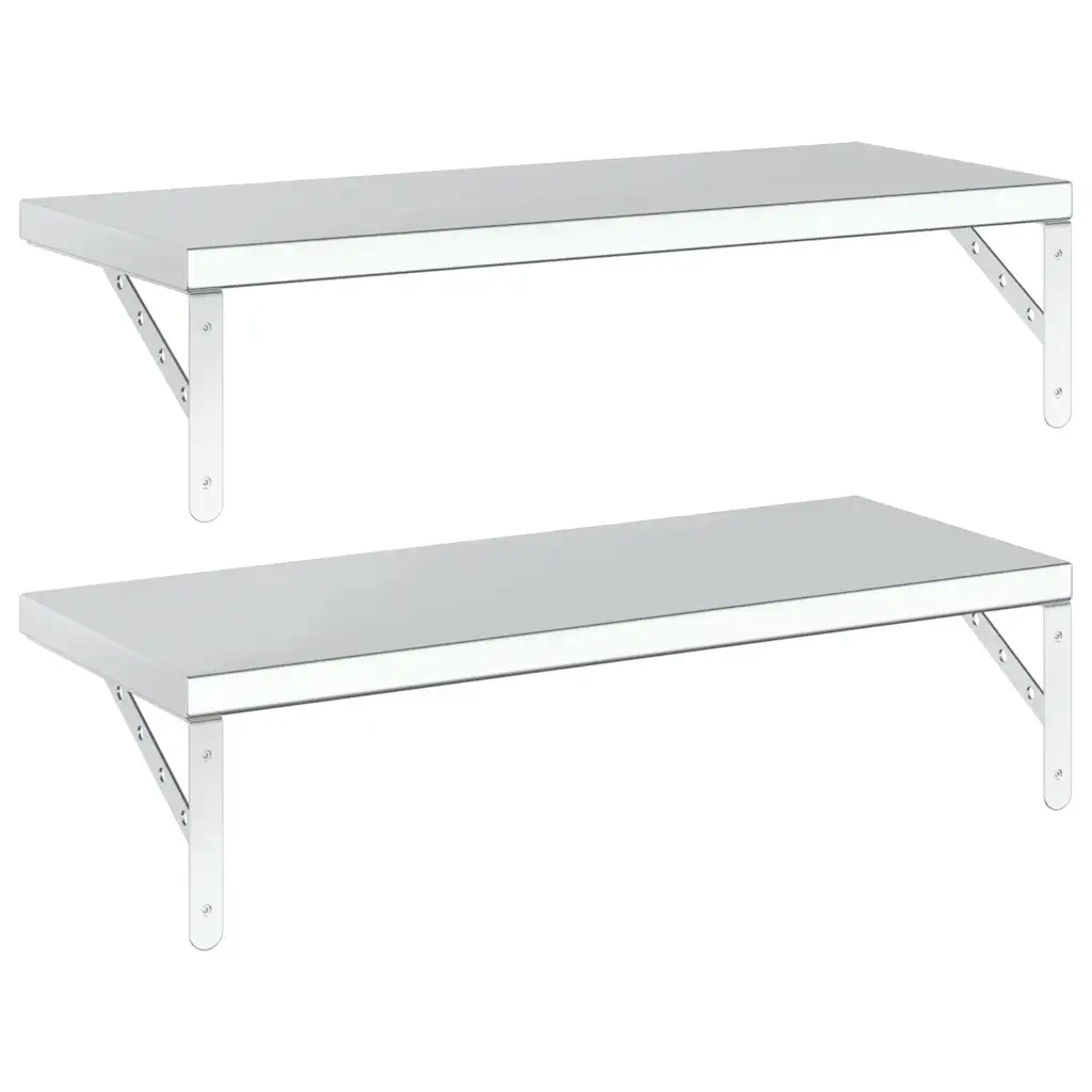 2 pz Mensole a Muro | Scaffale Parete | Ripiano a parete 75x30 cm Argento in Acciaio Inossidabile
