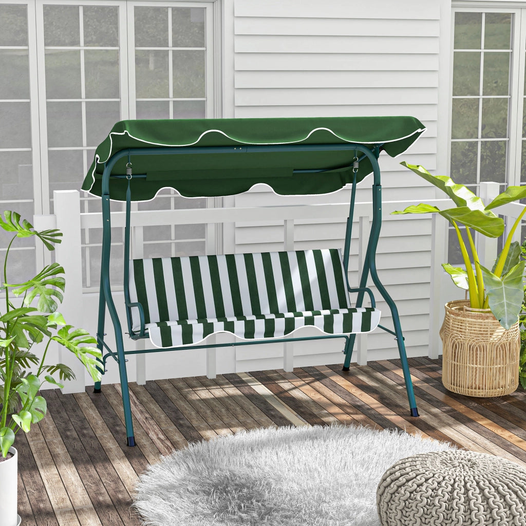 Sedia a dondolo da giardino con tenda ¨C Minimal ¨C Verde, acciaio, 170x110x153 cm