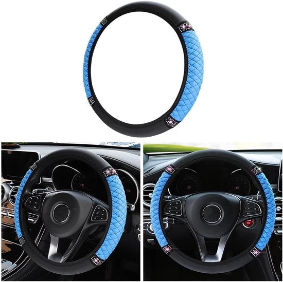 Occhiali da guida in pelle imitazione - Antiscivolo - Adattabile a qualsiasi guida - Diametro 37-38 cm - Accessorio moda per l'auto - morbido e confortevole - Copri sterzo