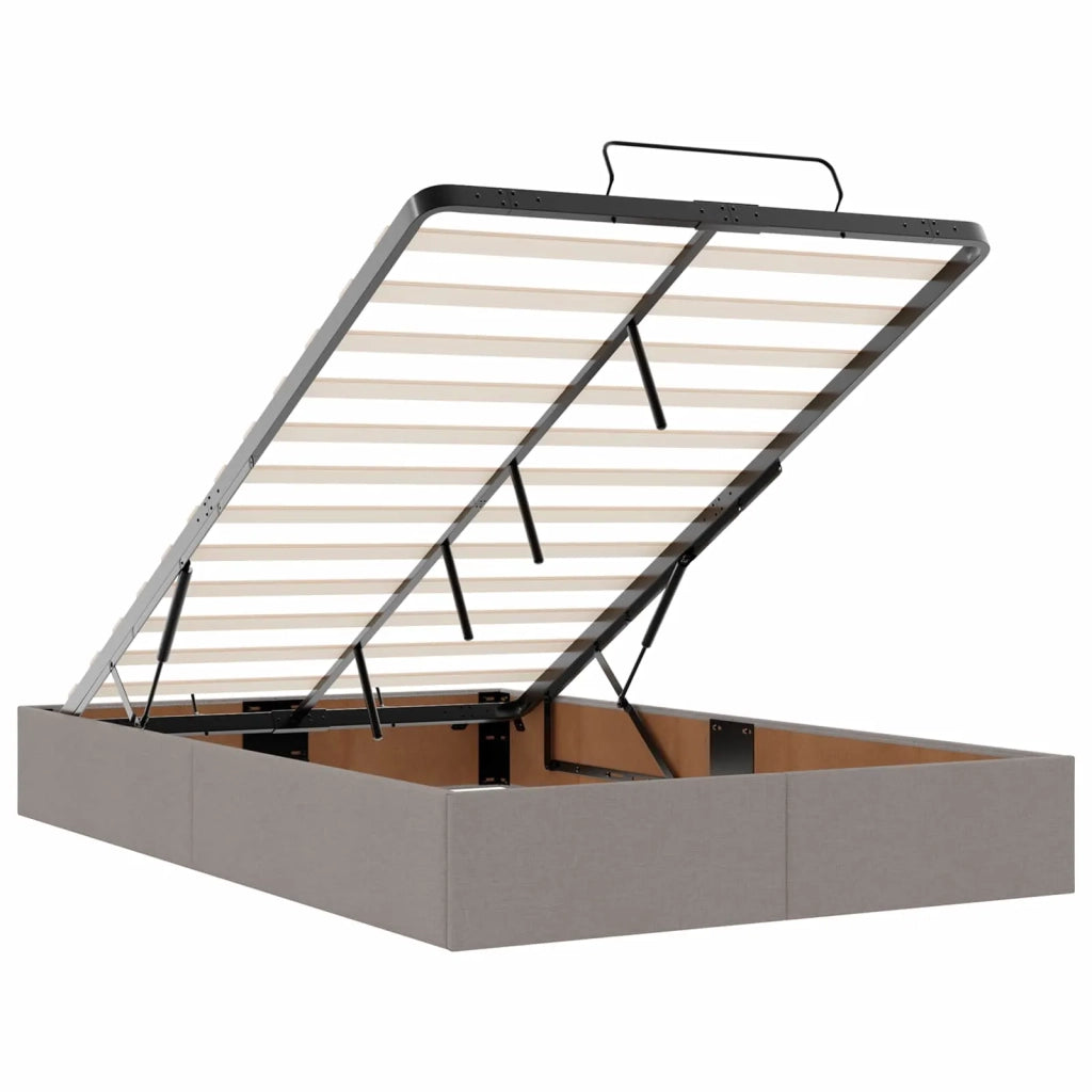 Letto Ottomano con Materasso e LED Tortora 120 x 190 cm Tessuto 3458059