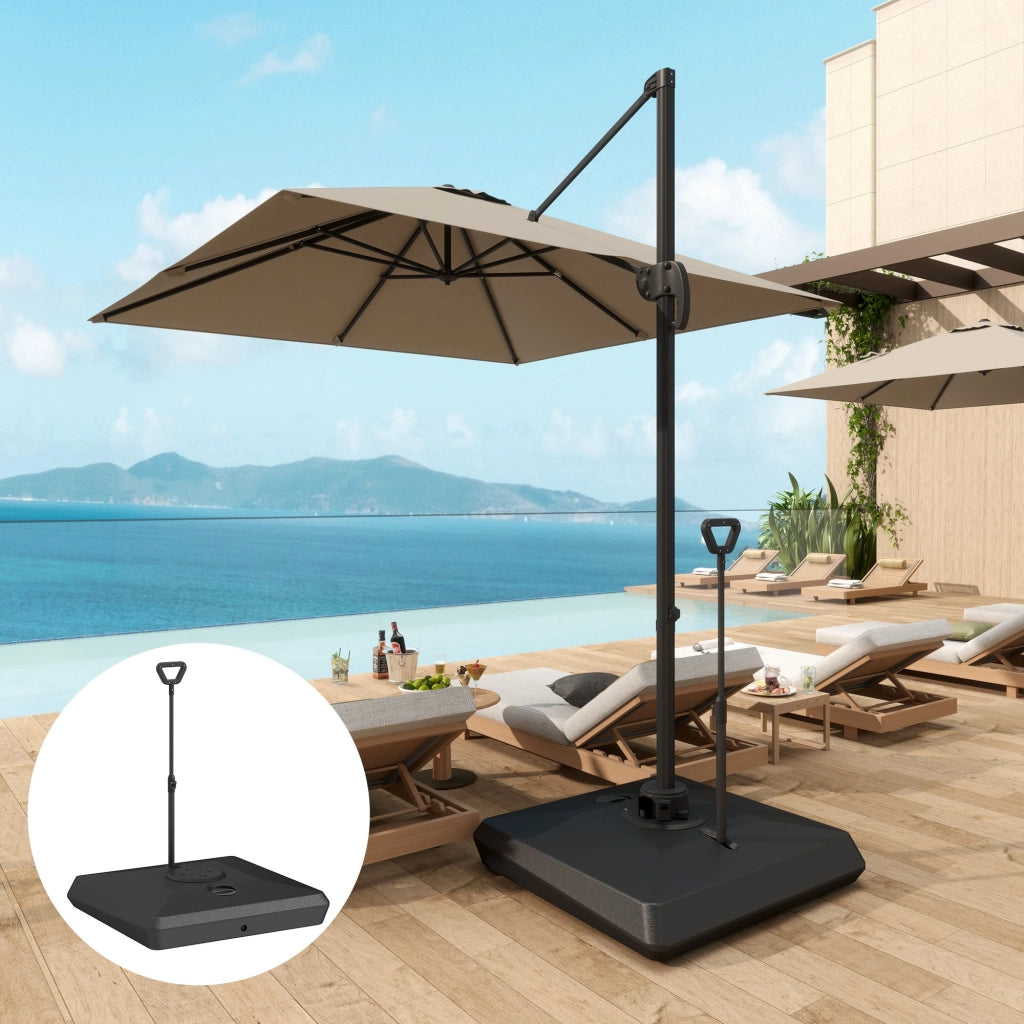 Base per Ombrellone a Sbalzo 95x95x117 cm Riempibile con Acqua o Sabbia in HDPE Nero