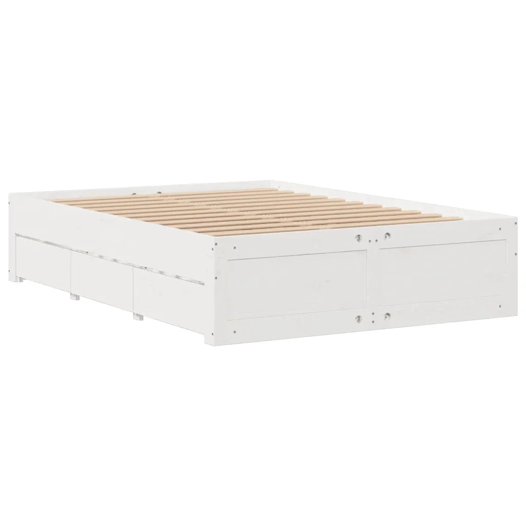 Giroletto senza Materasso con Cassetti Bianco 140x200 cm Pino