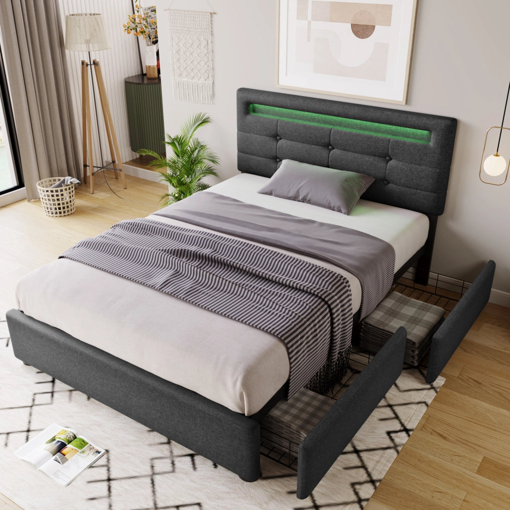 letto imbottito lino grigio 90x200 cm