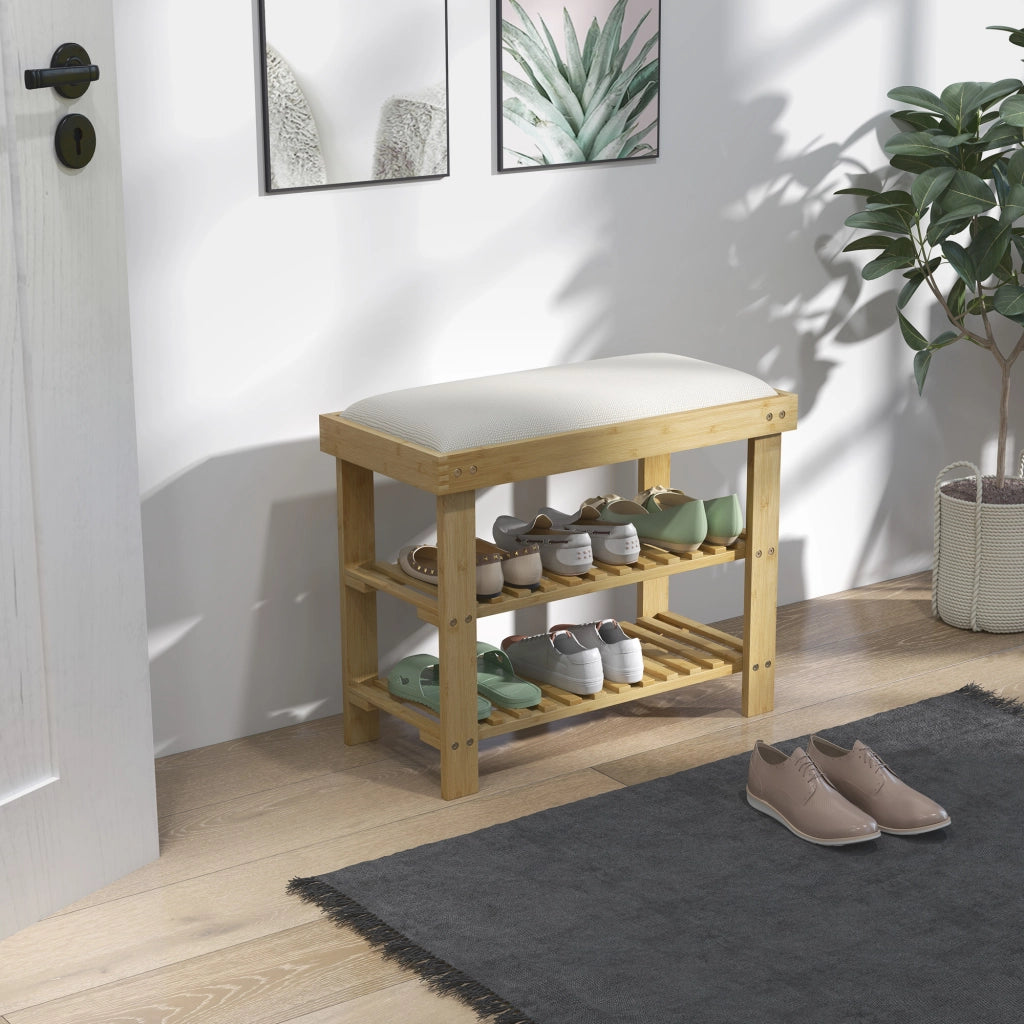 Scarpiera in Bamb¨´ con Cuscino ¨C zephmum ¨C Crema 60x29x49 cm