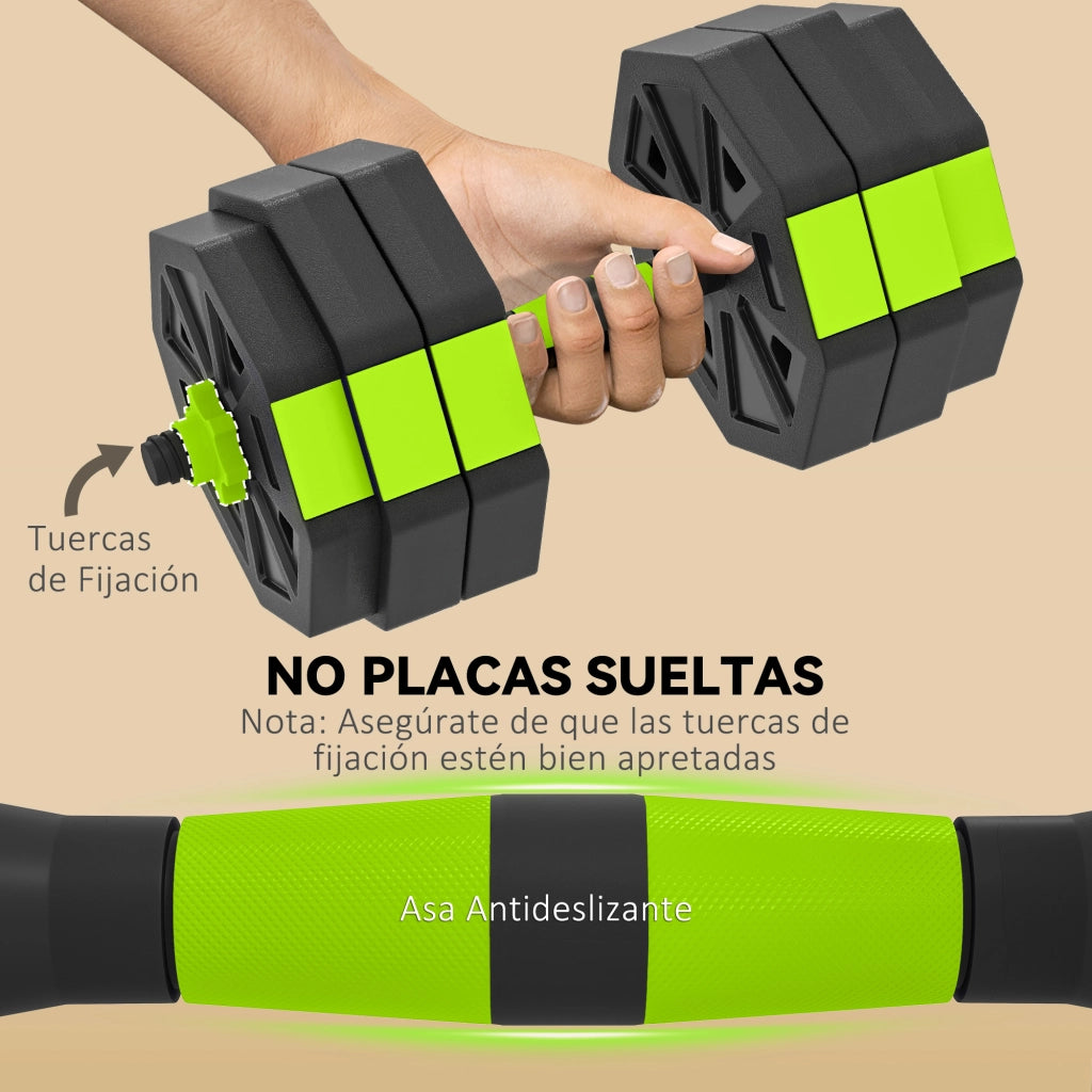 Set di manubri regolabili 25 kg ¨C Minimal ¨C 6 in 1 kettlebell barra manubri