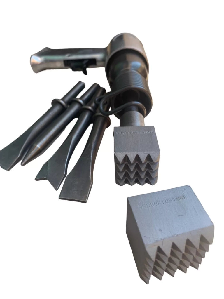 Bocciarda Per Pietra Dura, Per Bocciardatura, Cazzuola, Con Scalpellatore Pneumatico, Con Codolo Intercambile, In Acciaio Temprato, Made in Italy 2 pz 3x3cm + 3,5x3,5cm