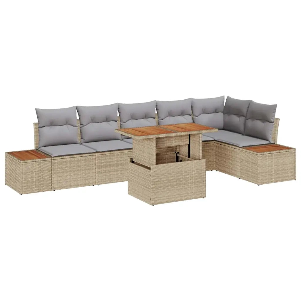 Set Divano da Giardino 7 pcs Beige Poly Rattan 3358814