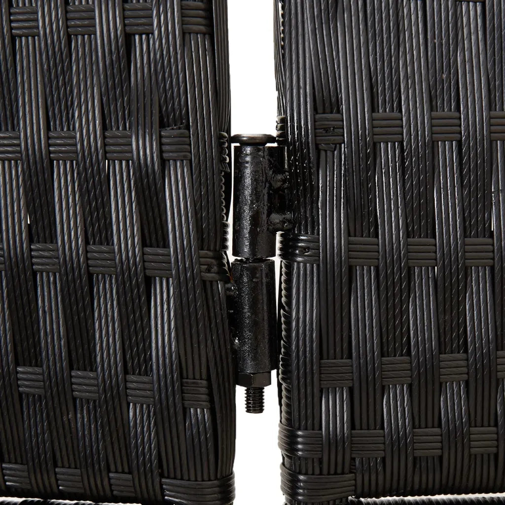 Divisorio per Ambienti a 5 Pannelli Nero in Polyrattan 365364