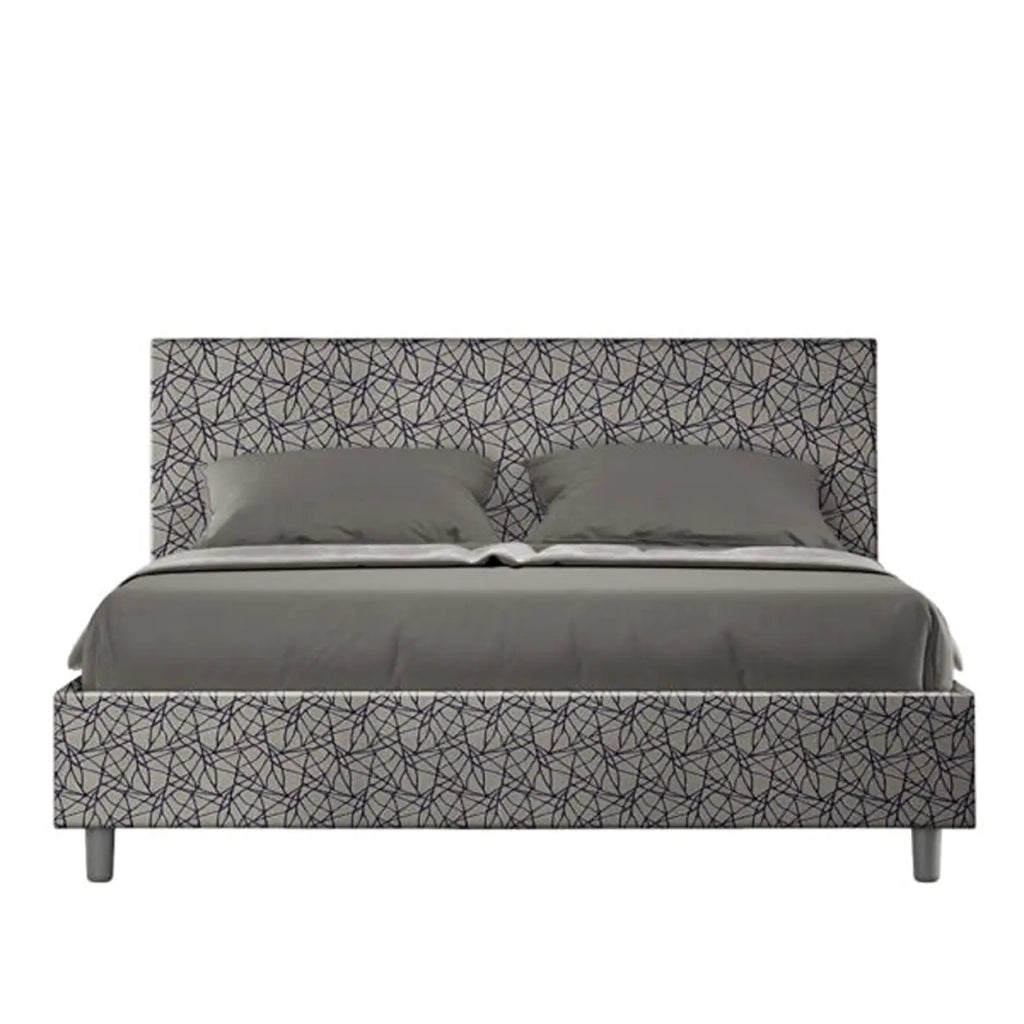 Letto matrimoniale senza rete imbottito 160x190 tessuto Era 9 blu Adele