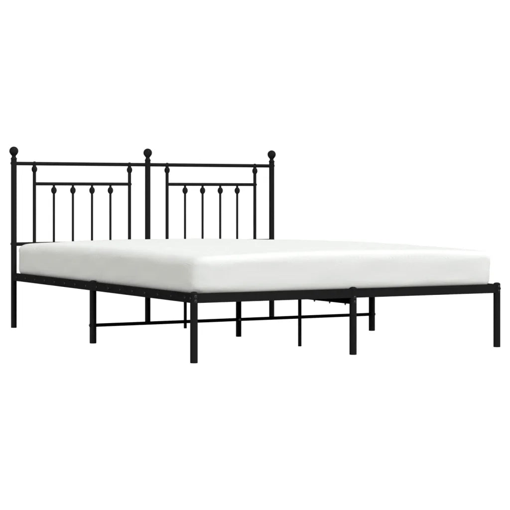 Letto matrimoniale | Letto per adulti | Giroletto con Testiera in Metallo Nero 160x200 cm