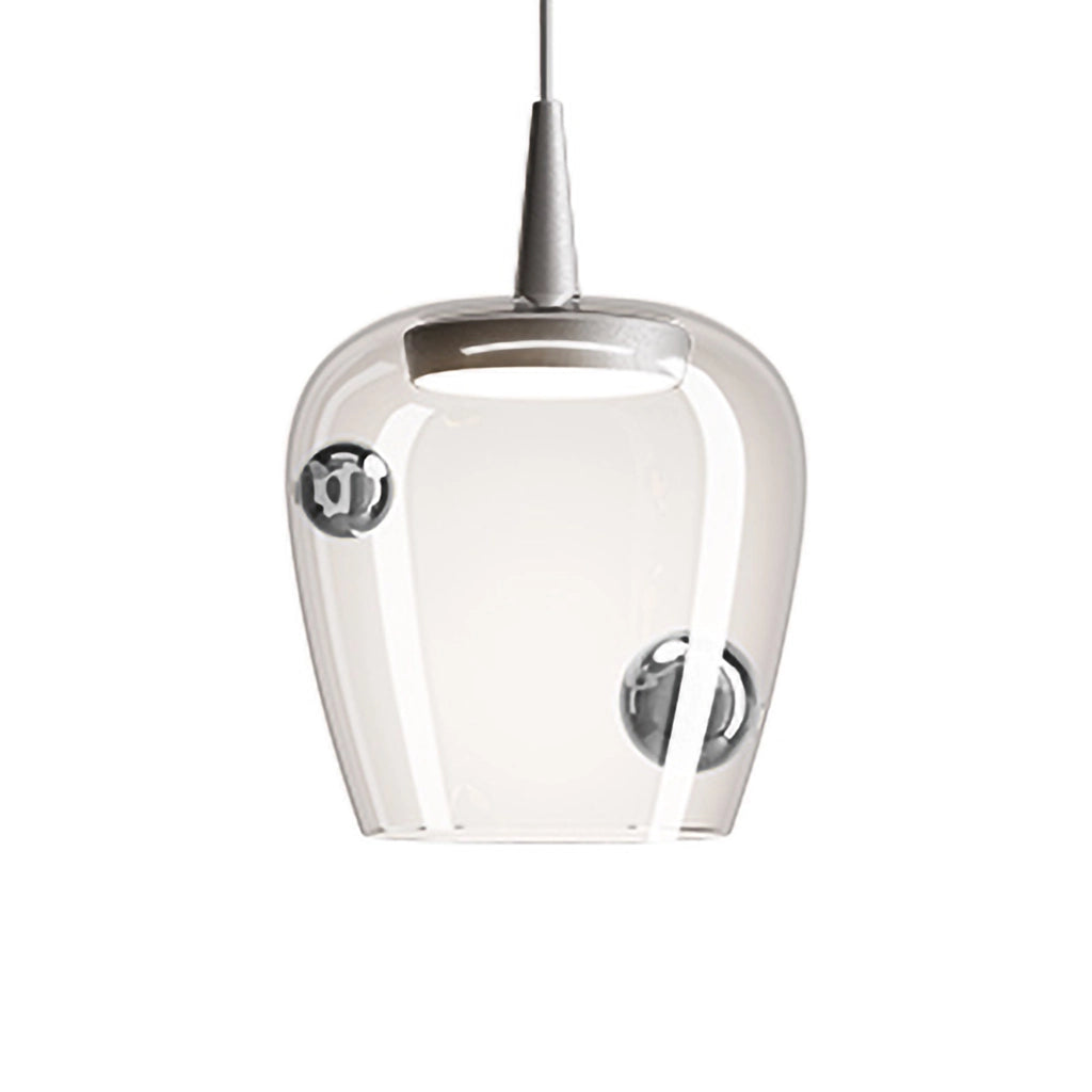Zafferano Lampada a sospensione Bilia 230V LED 8W con bilie in vetro borosilicato soffiato a bocca Alluminio Argento, d.18 cm, altezza 324 cm