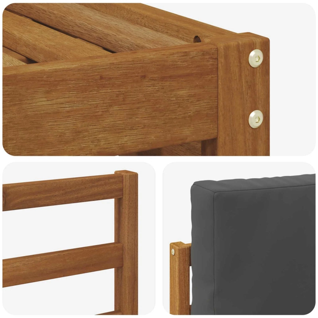 Set divani 9 pcs Naturale e Antracite Legno di Acacia Massello 3374552