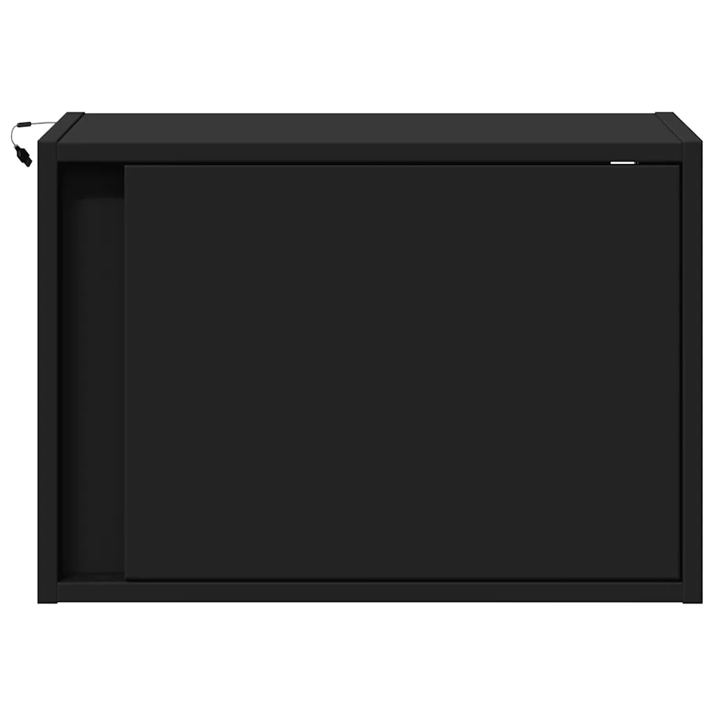 Comodini a Parete con Luci LED 2 pz-Set di 2 Tavolino da notte Neri 723680