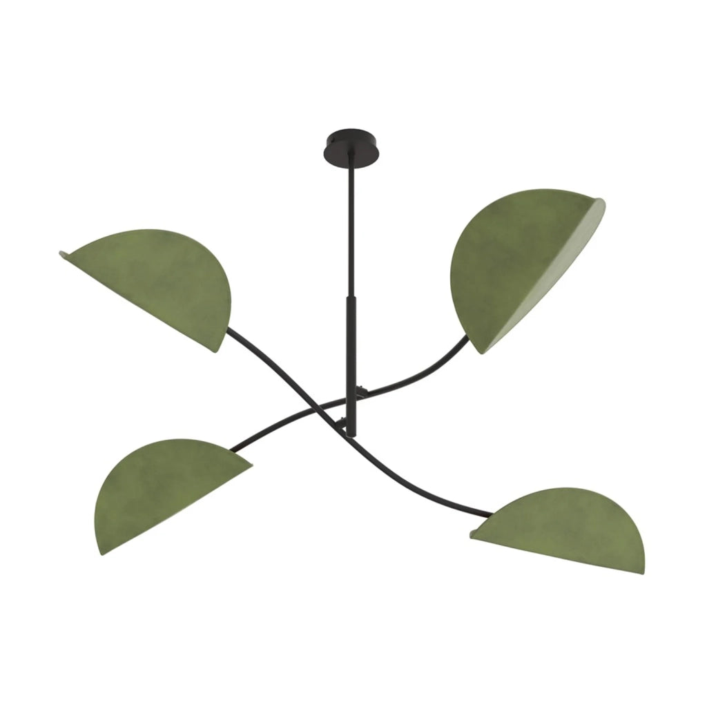 Plafoniera Moderna Ares Acciaio Nero Verde 4 Luci E14 Ip20