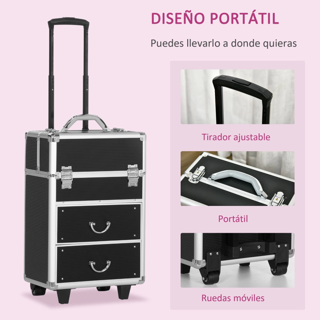 Cassettiera Professionale Trucco ¨C Xylo ¨C 6 Cassetti Nero Lucido con Chiusura 36x23x58cm