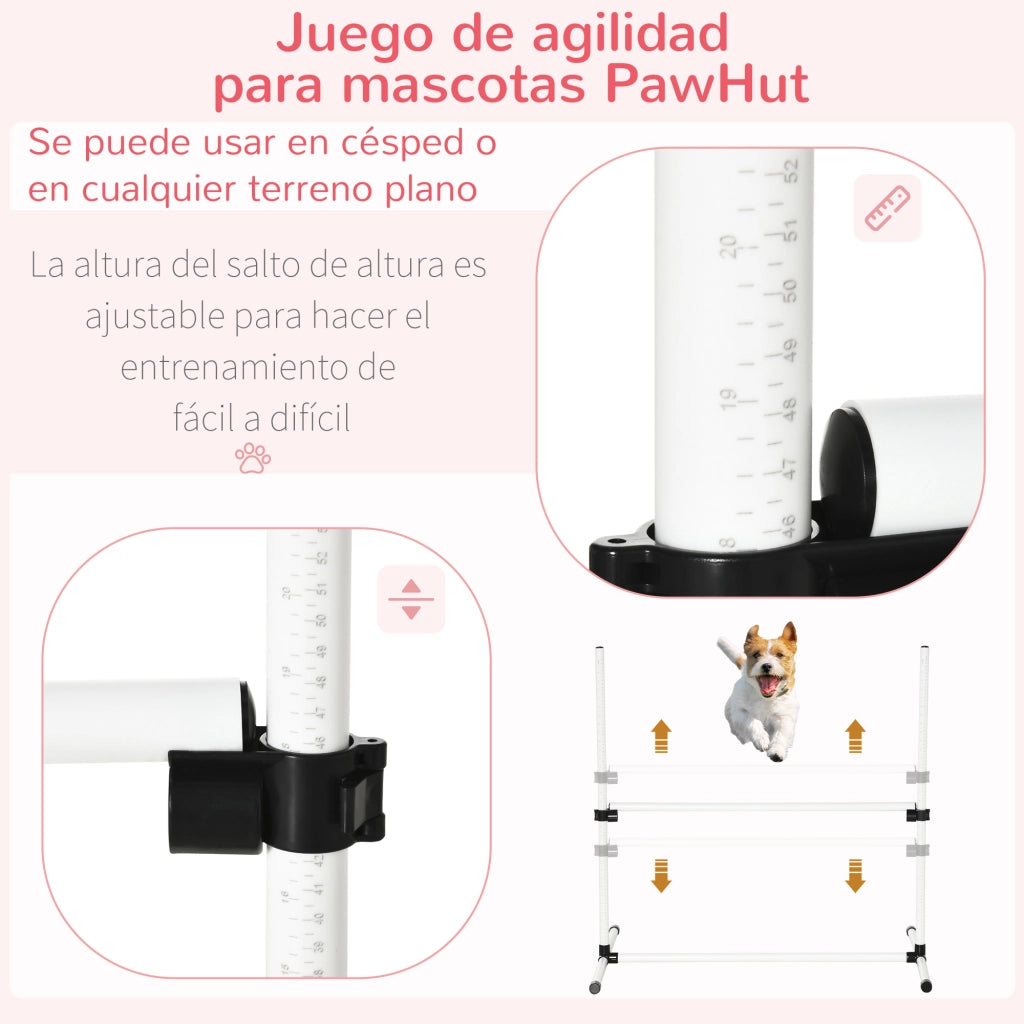 Set Addestramento Agilit¨¤ Cani ¨C Xylo ¨C 4 Ostacoli Salto Altezza Regolabile Borsa Trasporto 99x65x94 cm Bianco