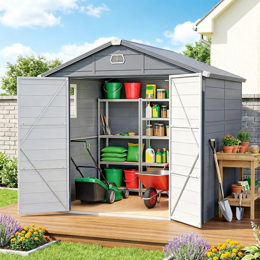 Casetta da giardino in plastica e metallo ¨C Minimal ¨C Grigio 240x190x180