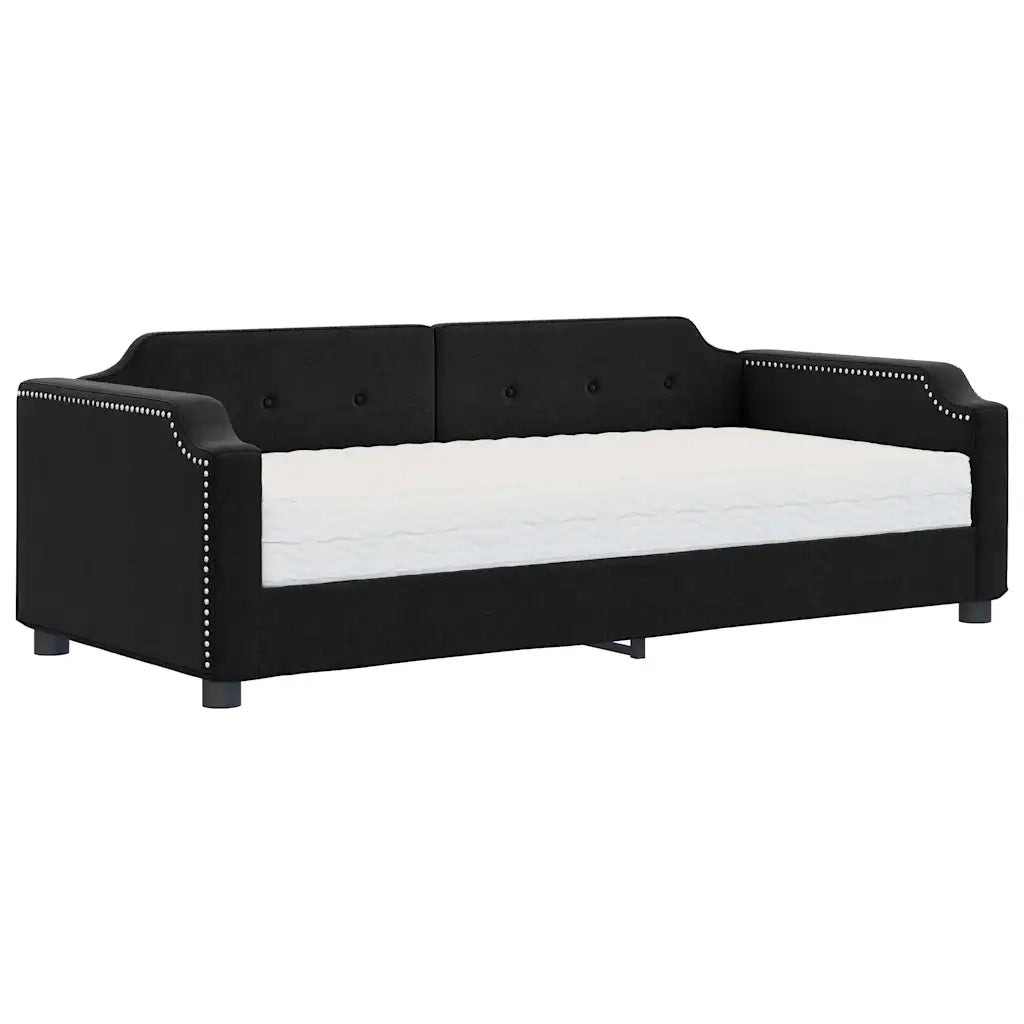 Divano Letto con Materasso-Sofa Letto-Daybed Nero 80x200 cm in Tessuto 627326