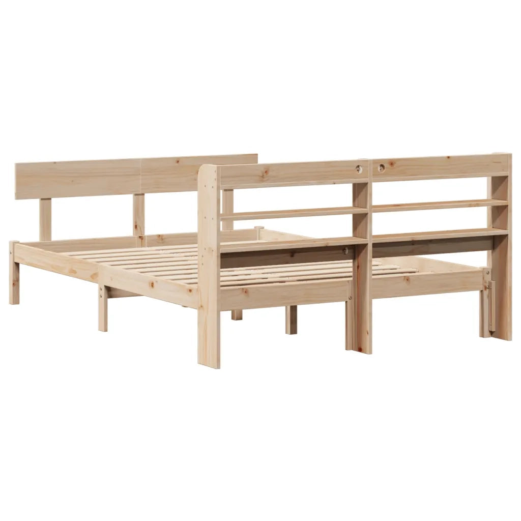 Letto matrimoniale | Letto per adulti | Letto senza Materasso 150x200 cm in Legno Massello di Pino