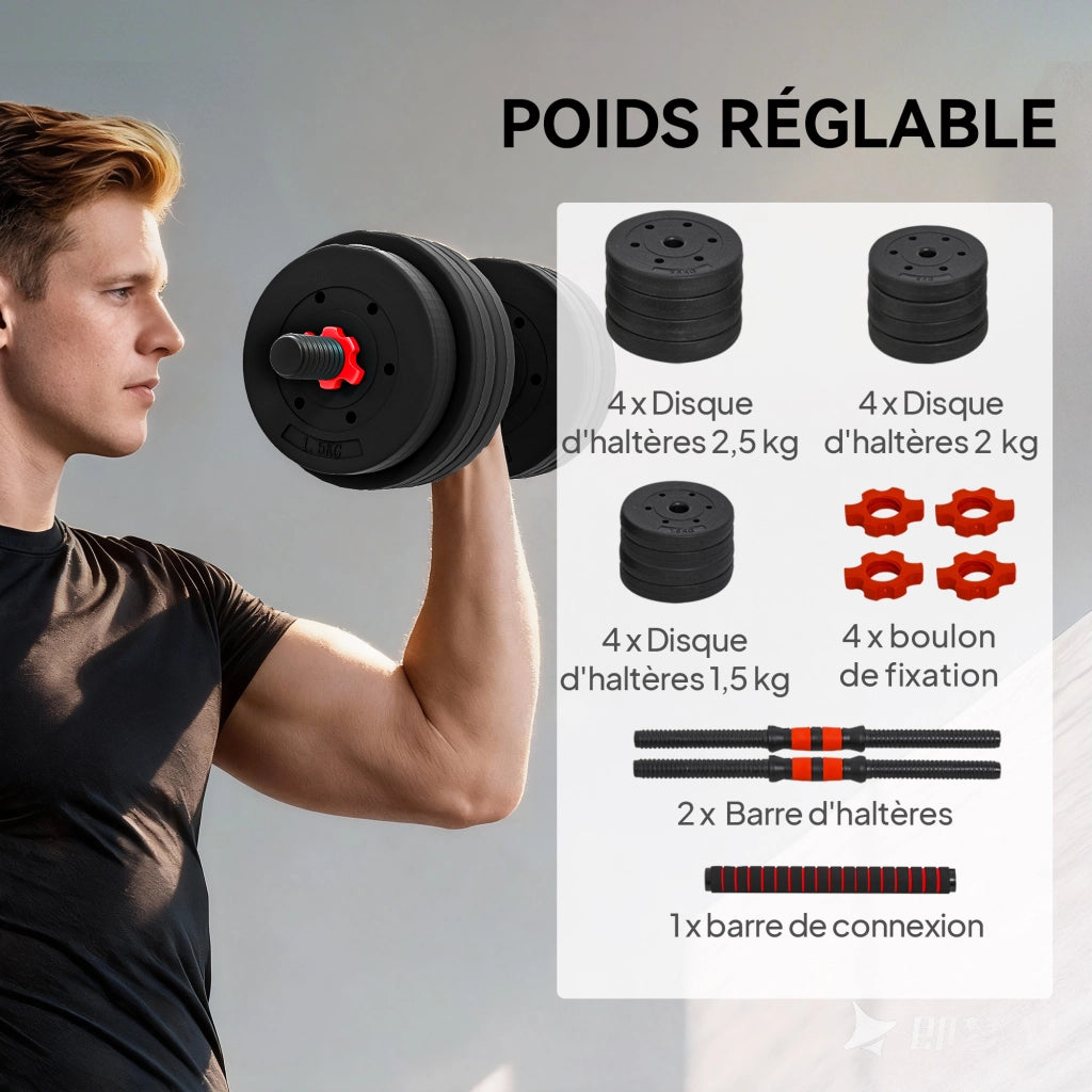 Kit Halt¨¨res 2 in 1 ¨C Minimal ¨C 2x25 kg, Nero e Rosso