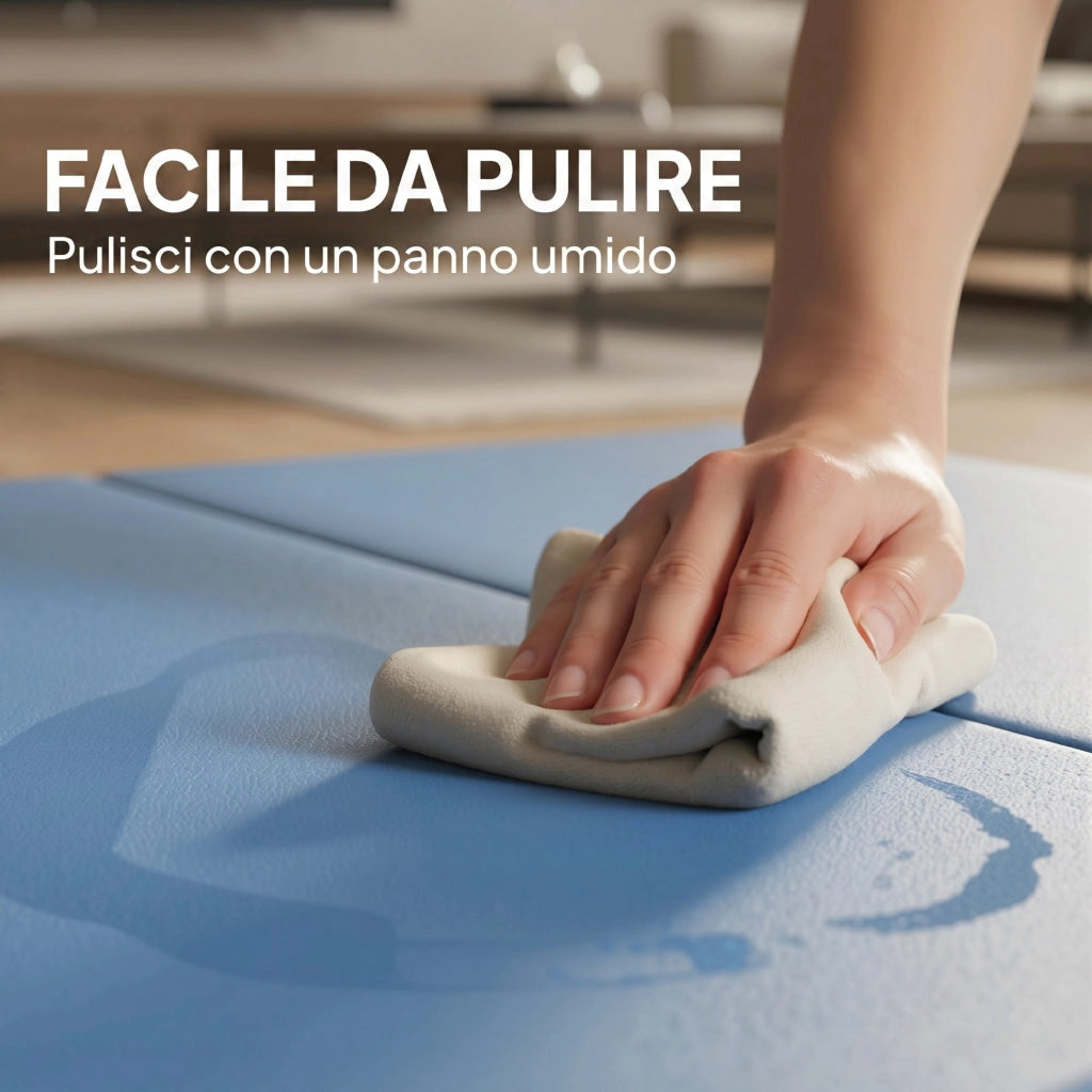 Tappetino da Ginnastica Pieghevole 180x80x5 cm Materassino Fitness Spesso 5 cm e Antiscivolo in Schiuma EPE Azzurro