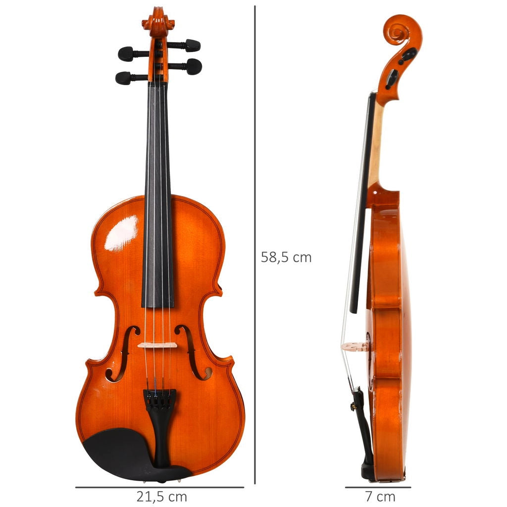 VIOLINO 4/4 PER ADULTI CON CUSTODIA, ARCHETTO, CORDE, PONTICELLO, ACCORDATORE INCLUSI