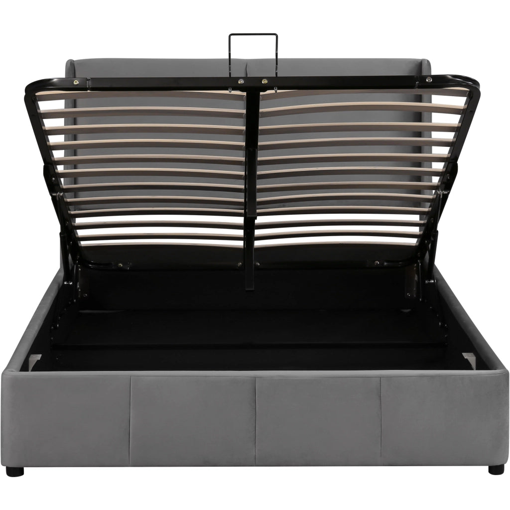 letto imbottito velluto grigio 140 x 190 cm