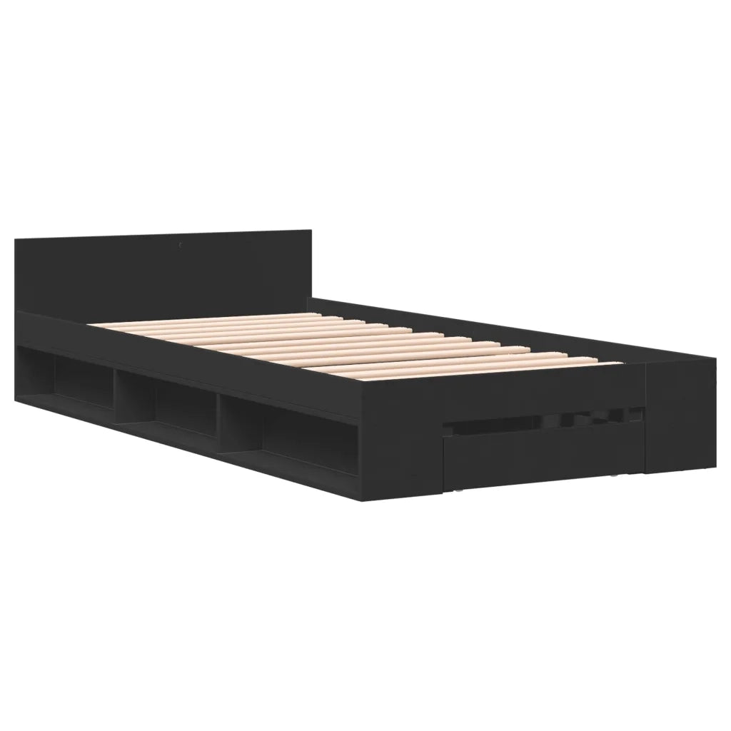 Giroletto con Cassetto Nero 75x190 cm in Legno Multistrato