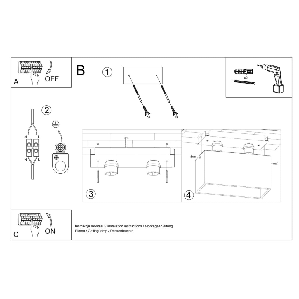 Lampada da soffitto QUAD bianco