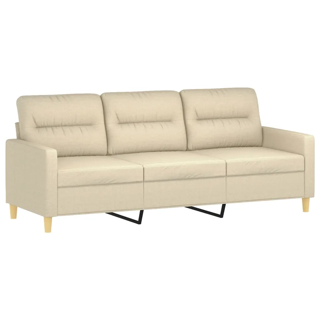 Set di Divani 4 pz con Cuscini Crema in Tessuto