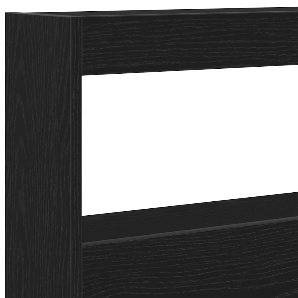 Testiera | Testata con Contenitore a LED Rovere Nero 160x17x102 cm