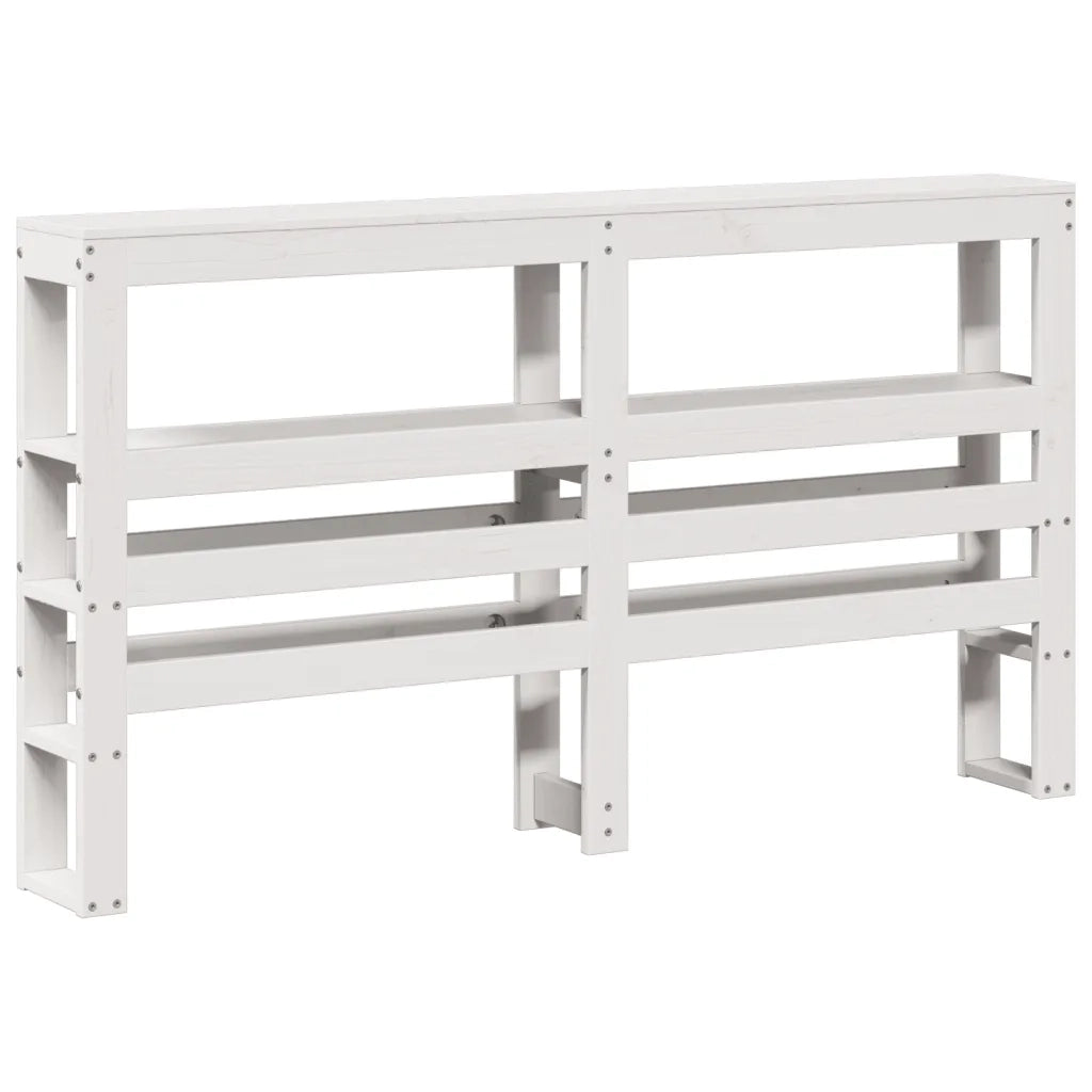 Testiera con Ripiani-Testata contenitore Bianca 120 cm in Legno Massello di Pino 152468