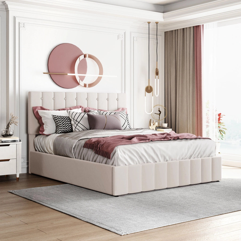 letto imbottito velluto crema 140 x 200 cm