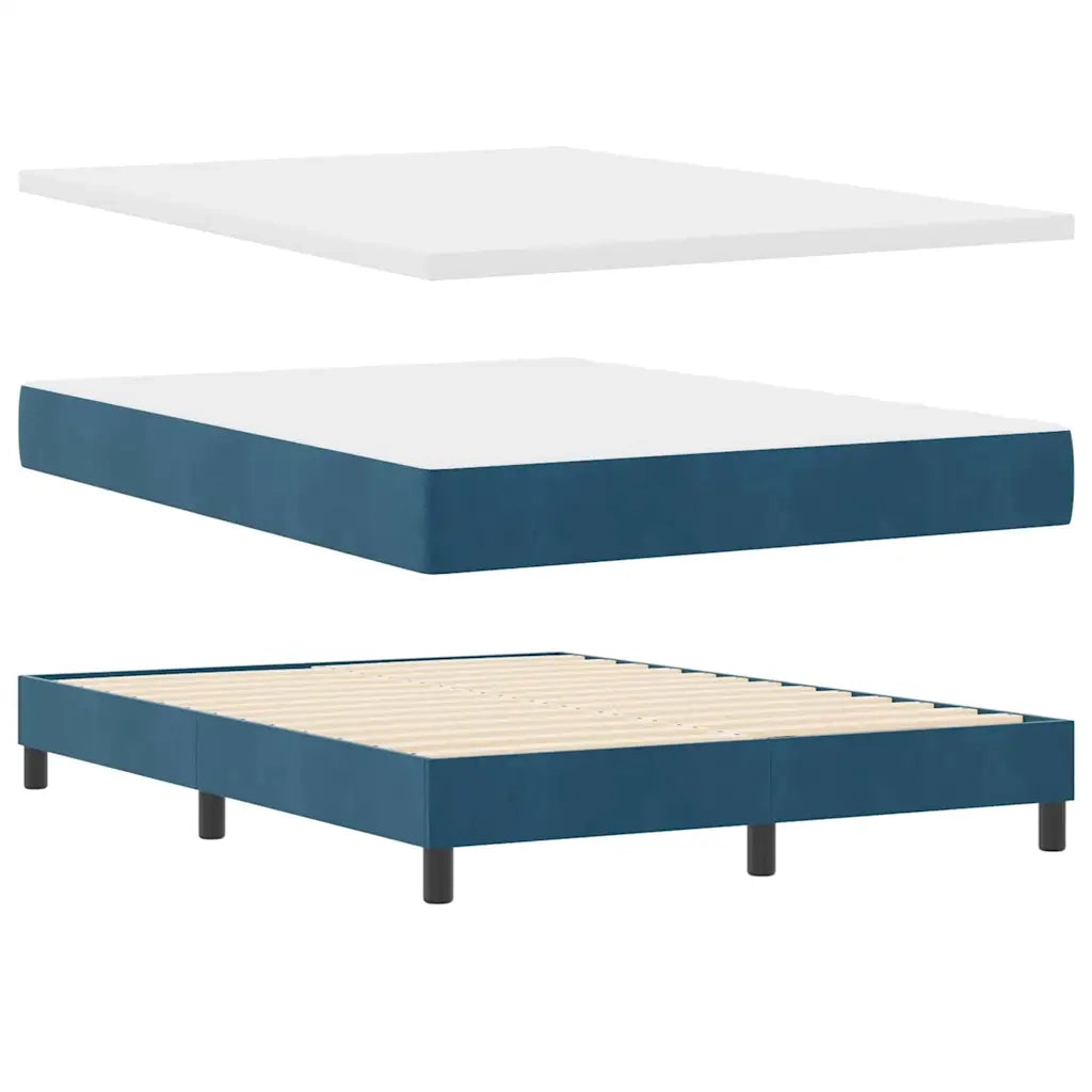 Letto a molle con materasso Blu Scuro 140 x 190 cm Velluto 3339108