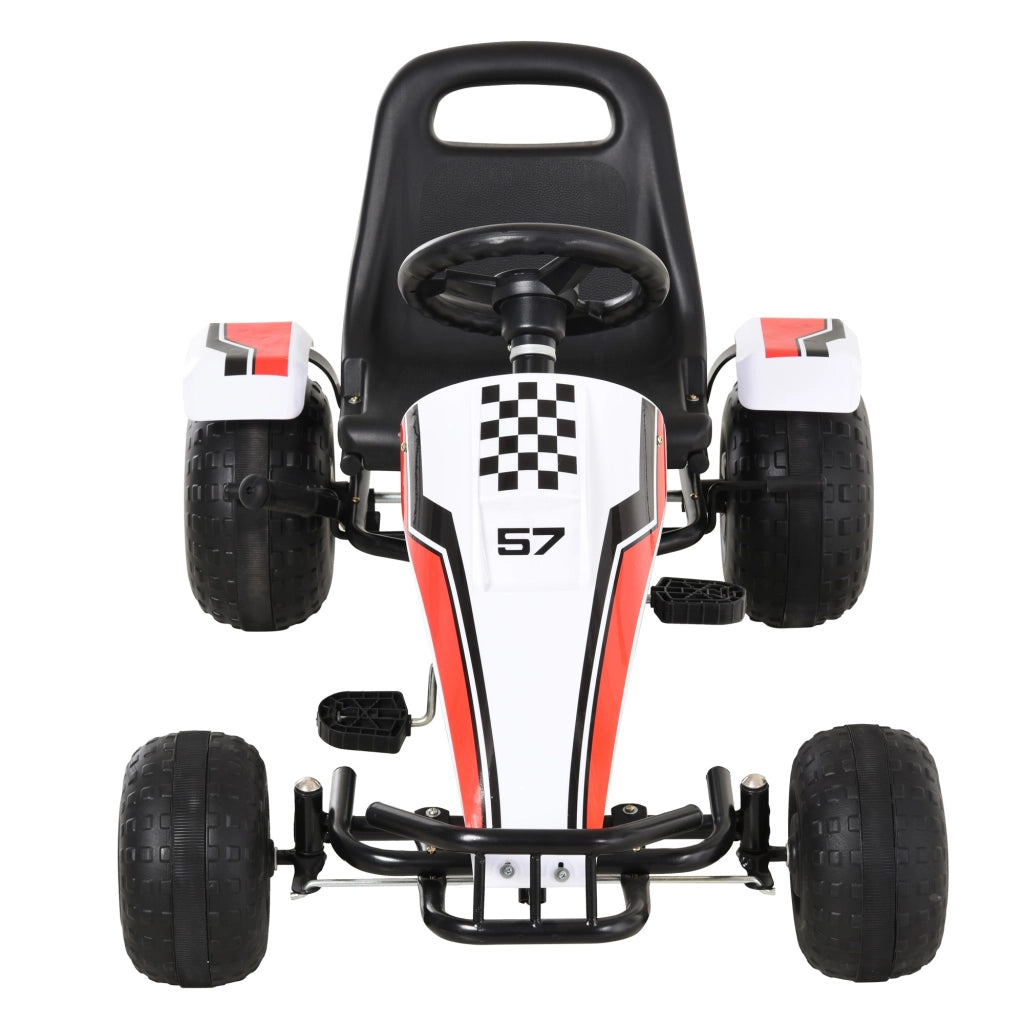 EasyComfort Go-Kart a Pedali Bianco per Bambini 3-6 Anni con Sedile Regolabile, Ruote in Plastica, Freno a Mano e Cambio