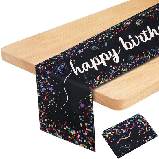 Tavolo per la tavola - Banderuola di compleanno per tavolo - Resistente ai graffi - Forma rettangolare - Dimensioni 180 x 33 cm - Sostenibile e robusto - Tovaglia per tavolo