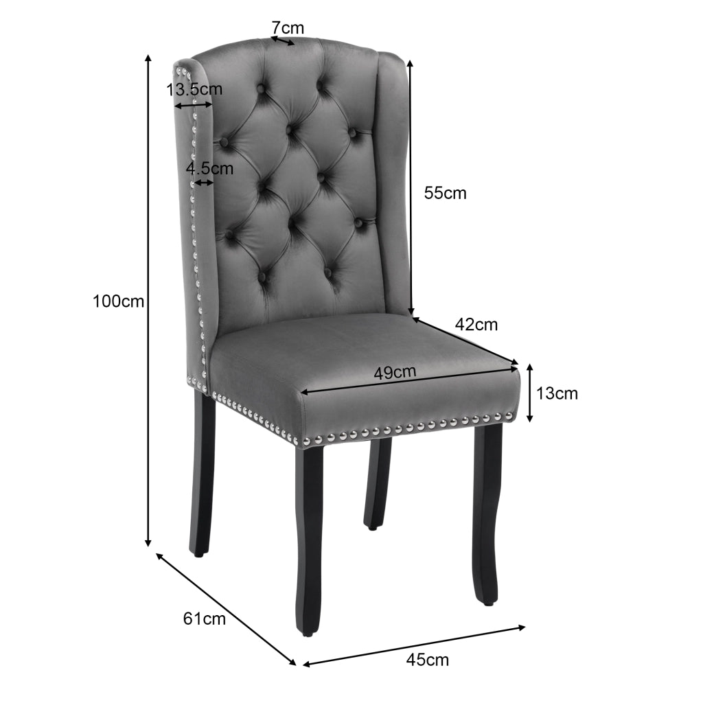Sedie da Pranzo Set 4 Pezzi in Velluto con Gambe in Legno e Imbottitura ¨C MINIMAL ¨C Grigio