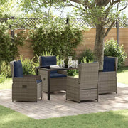 Set da Pranzo per Giardino con cuscino 5 pcs Grigio Poly Rattan 3381032