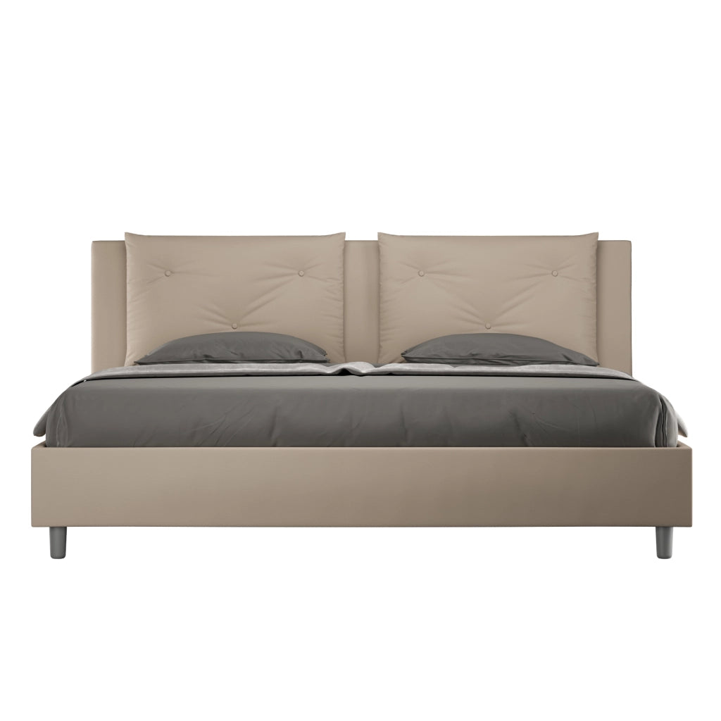 BS COM Letto matrimoniale king size con rete imbottito 200x200 similpelle tortora