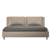 BS COM Letto matrimoniale king size con rete imbottito 200x200 similpelle tortora