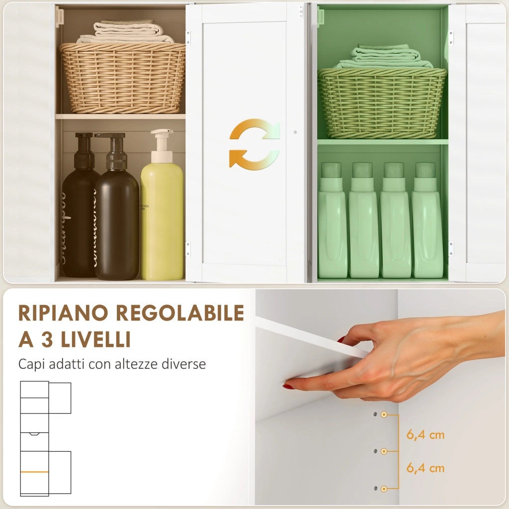 Mobile Colonna Bagno con Armadietti, Cassetto e Ripiano ¨C Minimal ¨C Bianco, Legno, 40x30x170 cm