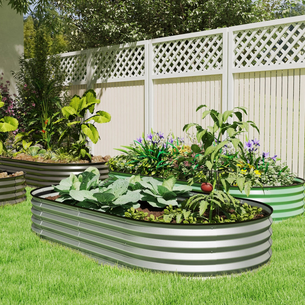 Fioriera Rialzata Giardino ¨C Xylo ¨C Acciaio Galvanizzato Argento 181x93x30cm