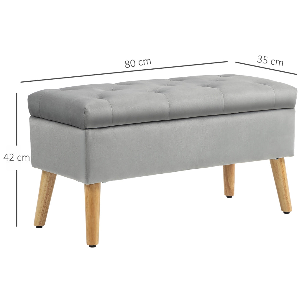Cassettiera in tessuto effetto velluto con piedi in legno ¨C zephmum ¨C grigio 80x35x42 cm
